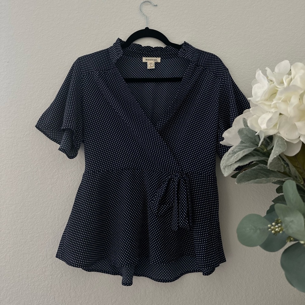 Monteau polka dot bowtie blouse